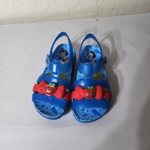 Crocs Disney Snow White Blue Glitter Jelly Sandals Kids C11 Red Bow Apple Charm